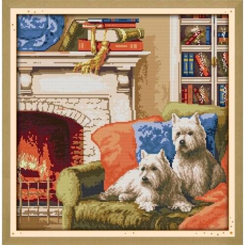 Joy Sunday A Warm Family Chinese Cross Stitch Kits Ecological Cotton Clear Stamped Printed 11CT DIY Wedding Decoration For Home