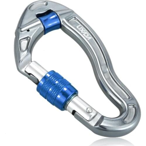 Lixada 25KN Carabiner D Shape Carabiner Quick Clip Key Ring Screw Lock Camping Keychain Rock Climbing Travel Hammock Carabiner