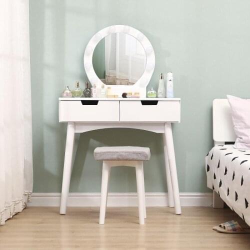 Dressers Table Bedroom Fashion Nordic Dresser Mirror Stool Chair Bedroom Set Furniture Makeup Vanity Furniture Density Board HWC