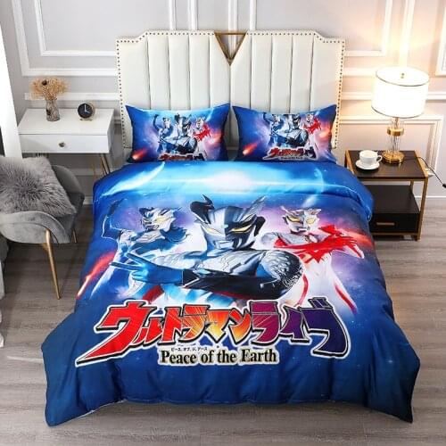 Anime Japan Super Hero Ultraman Kids Bedding Set Duvet Cover Flatsheet Pillowcases for Baby Boys Twin Full Bedclothes Gift 2020