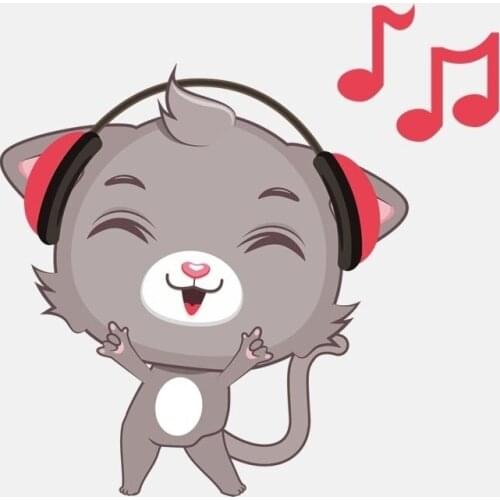 Beautiful Anime Fine Creative Cat Listening To Music PVC Waterproof Sunscreen Scratch-Proof Decoration Car Sticker Kk13*13cm