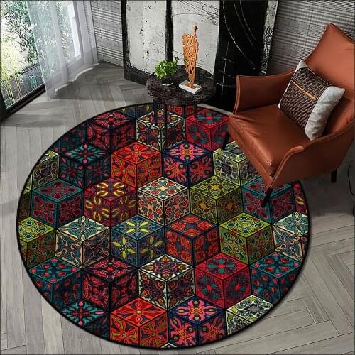 Colorful navy blue living room carpet kitchen round carpet room carpet colorful cubes anti allergic high quality Free Shipping