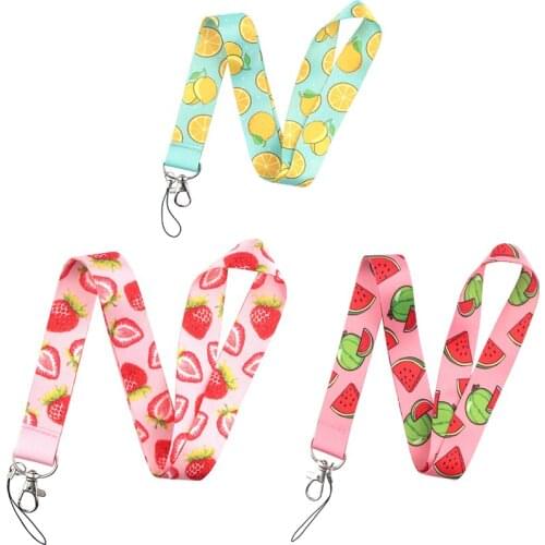 Mix Fruits Strawberry Watermelon Lovely Keychain Lanyard For Keys ID Card Badge Holder Neck Straps Mobile Phone DIY Hang Rope