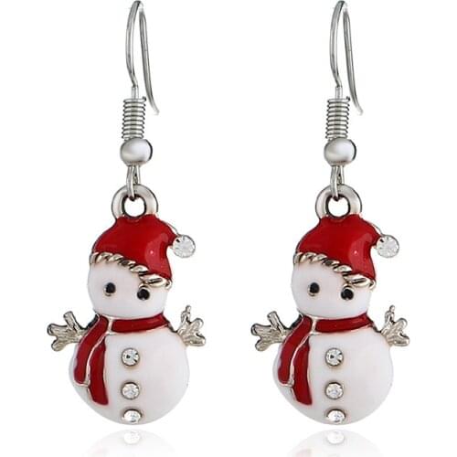 ZRM Jewelry Fashion Trendy Santa Claus Snowman Stud Earrings For Women Handmade Polymer Clay Christmas Character Earrings