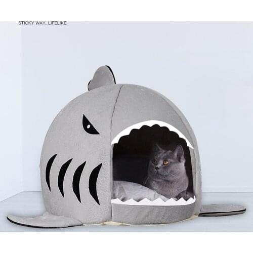 MC Star Pet Shark Pet Bed Cats Dogs Soft House Cave for Small Large Dog Short Plush Waterproof Sleeping Nest Pets Tent Sofa Bed
