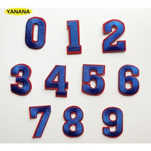 Number Embroidery Patches for T shirt Iron on Stripes Appliques Clothes Stickers Clothing Badges DIY clothing