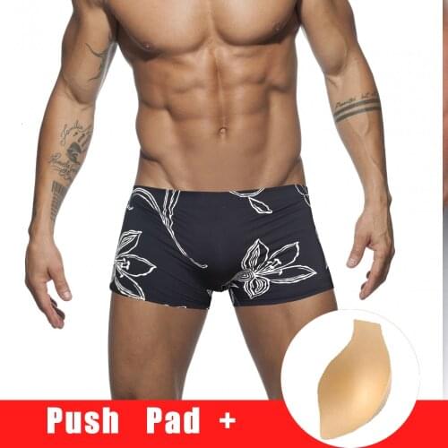 New Swimming Trunks For Men Swim Suit Waterproof Sexy Swimwear Low-Waist Push Pad Boxer Bathing Surfing Beach Shorts Sunga