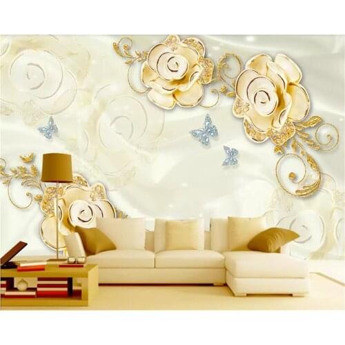 Beibehang papel de parede Childrens room wallpaper European style beautiful blue jewelry flower wallpaper papier peint mural 3d