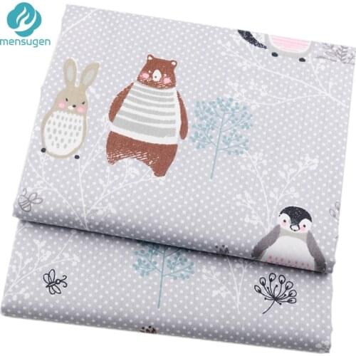 Half Meter Start Rabbit Bear Cat Cartoon Fabrics for Baby Crib Bumper Bedding Sheet Cushions Cover DIY Patchwork Sewing Cloth
