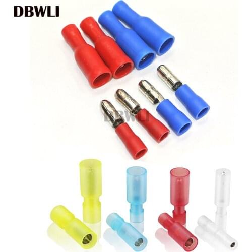 50Pcs Bullet Terminals Crimp Connector Elelctric Terminals for Wire Terminal Butt Splice Electrical Cable Conector