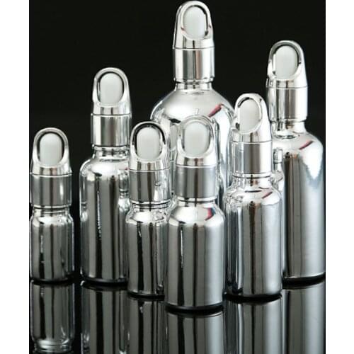 200 x Refillable Empty Silver Glass Essential Oil Bottle With Silver Aluminium Drop 5ml 10ml 20ml 30ml 50ml 100ml 200pcs