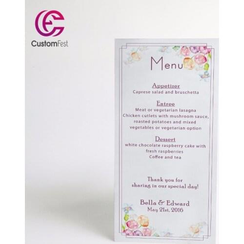 Personalized menu floral flower menu whole set available MU033