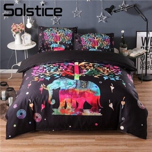 Solstice Home Textile Abstract Cartoon Elephant Tree Fashion Sedate Duvet Cover Pillowcase Bedding Set King Queen Twin Full Size