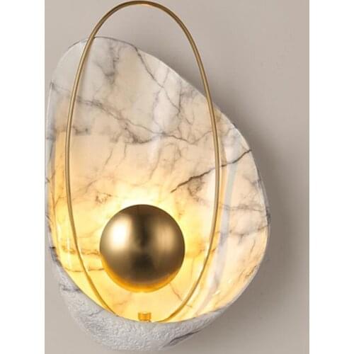 Modern led wall light minimalist shell shape Resin copper creative home bedroom bedside lamp hotel aisle staircase wall lamps