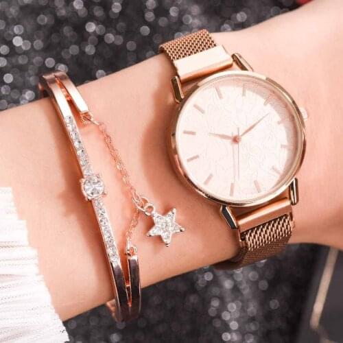 Flower Pattern Decoration Fashion Small And Delicate European Beauty Simple Casual Bracelet Watch Gift For Ladies Girlfriend