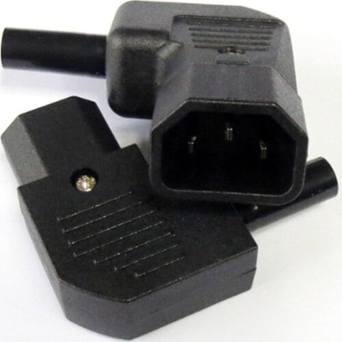 High Quality IEC 320 C14 90 Degree Angled Rewirable Connector Male Plug Adapter UL Approval