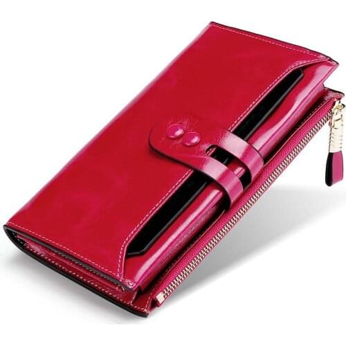 10PCS / LOT Genuine Leather Clutch Women Wallet Portable Multifunction Long Wallets Lady Coin Purses Card Holder