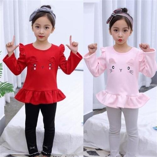 2021 New spring Girls clothes Sets Cartoon Donald Duck Lovely print Children Tracksuit kids clothing suit baby t shirt+pant 2pcs