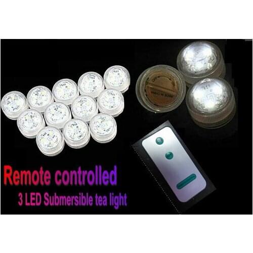 240pcs 3smd Triple LED remote control submersible Led tealight candle waterproof Wedding/Xmas/centerpiece aquarium vase decor