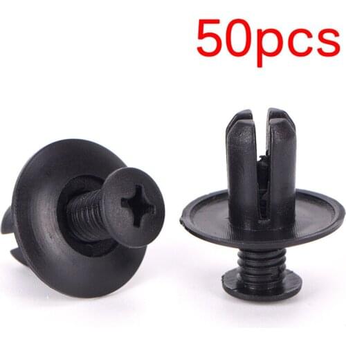 50pcs 8mm Auto Car Bumper Fender Retainer Push Black Plastic Clips Fasteners