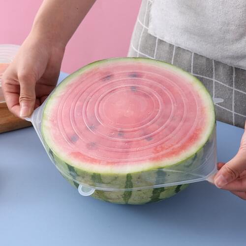6Pcs Kitchen Universal Silicone Cover Reusable Stretch Lids Fruit and Food Cover Keeping Fresh Sleeve Lid for Airtight Container