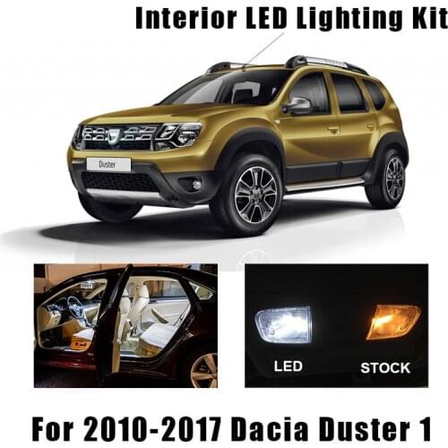 9 Bulbs White Car Canbus LED Interior Reading Map Dome Light Kit For 2010-2017 Dacia Duster 1 Trunk Cargo License Plate Lamp