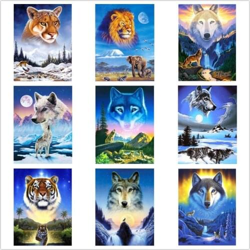 Kexinzu Diamond Painting Animal Wolf 5D DIY Diamond Embroidery Cross Stitch Kit Rhinestone Mosaic Art Home Decoration