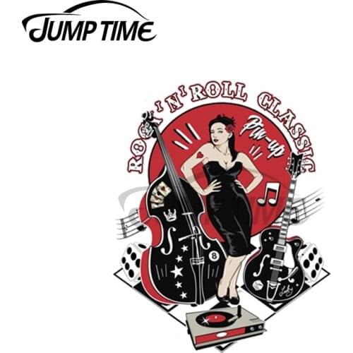 Jump Time 13 x 9cm For Rockabilly Pin Up Girl 1950s Sock Hop Party 50s 60s Rock and Roll Car Stickers Car Accessories Waterproof