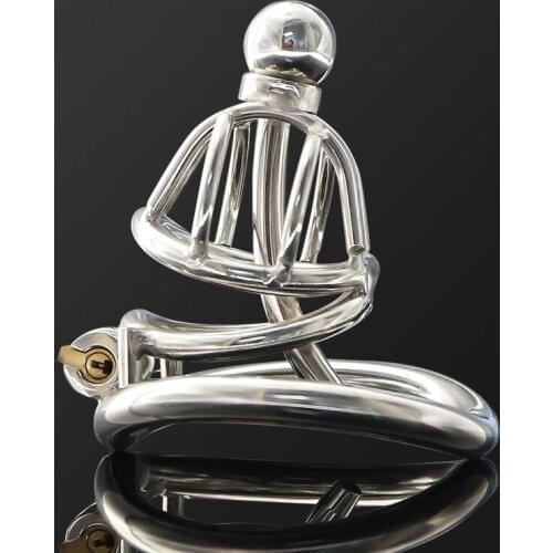 BDSM Male Stainless Steel Chastity Device Belt cock Prison Metal Cock Cage Extreme Cock Lock Restraint Ring Sex Toy for Men