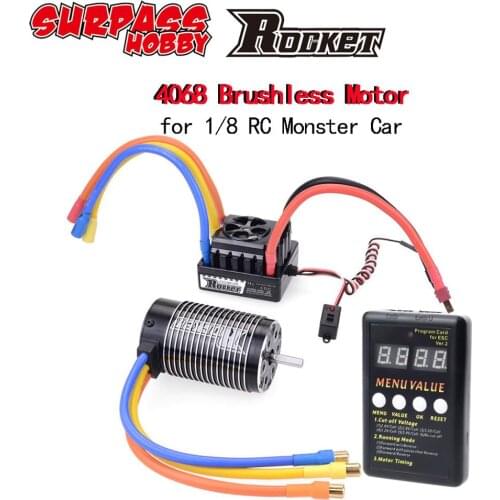 Rocket 4068 1900KV 2050KV 2650KV Sensorless Brushless Motor w/ 120A 150A ESC for 1/8 RC Racing Car Truck Truggy On Road