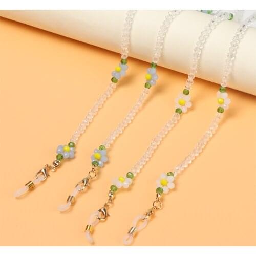 Women Beaded Flower Sunglasses Chain Anti-slip Necklace Lanyard Anti-lost Reading Glasses Holder Strap Fashion Eyewear Braid