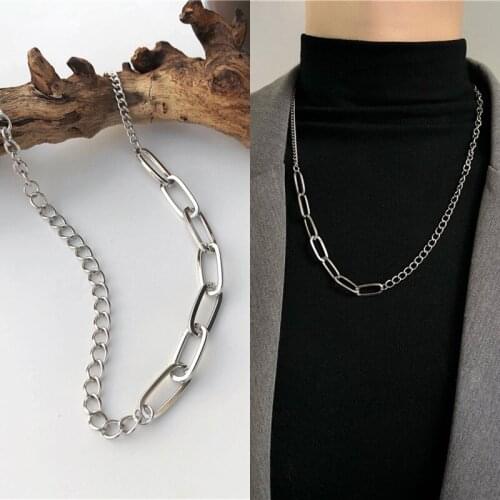 Punk Solid Color Asymmetrical Metal Link Chain Necklace for Women Men Girls Korean Simple Choker Jewelry 2021 Trend New Arrival