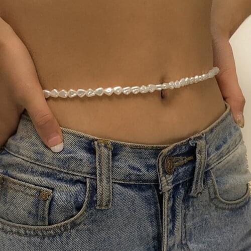 Fashion Imitation Pearl Chain Waist Chain for Women Simple Bridal Wedding Female Belt Dress Jewelry Accessories