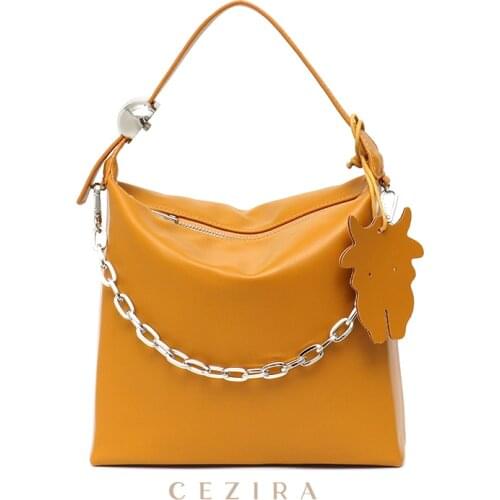 CEZIRA Women Soft PU Vegan Leather Chic Hobo Top-handle Bags Fashion Chain Handbag Purse Female Design Cross body Shoulder Bag