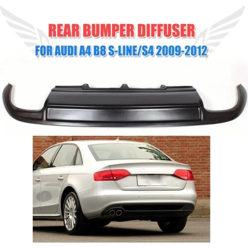 FRP Black Rear Bumper Diffuser Lip Spoiler for Audi A4 B8 S4 Sline Sedan 4Door 2009 - 2012 Dual Exhaust
