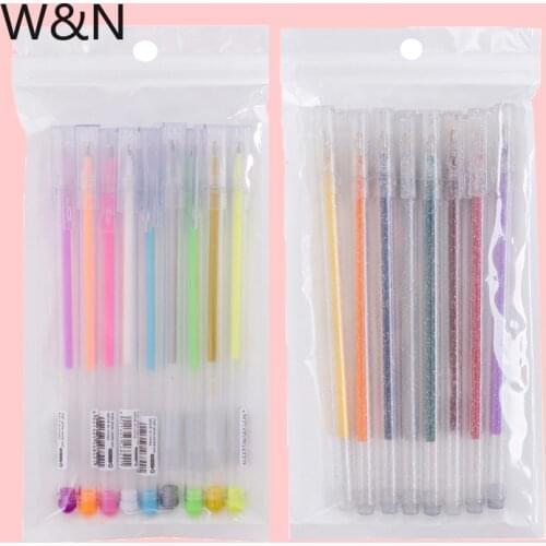 8PCS/9PCS/bag Glitter Gel Pen Muticolors 1.0mm 0.5mm Ink Refill Cute Gel Pens DIY Decoration Drawing Writing Tools Art Supplier