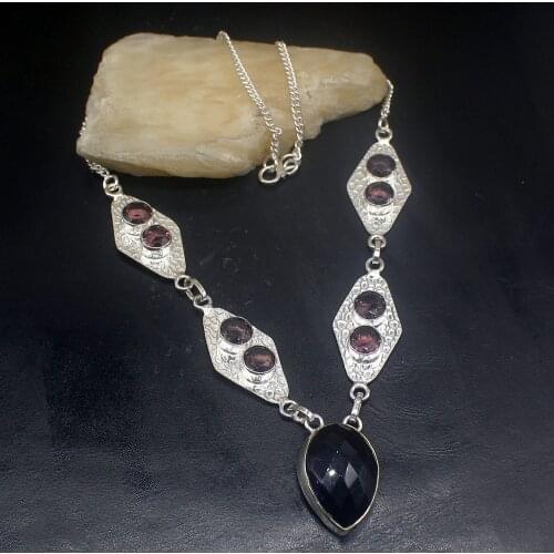 Hermosa Jewelry Gushing Unique Purple Amethystt Silver Color Women Ladies Gifts Pendant Necklace Chain 52cm 20213396