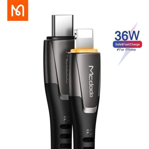 Mcdodo 2020 NEW 36W PD LED ugreen Fast Charging Cable Type C to Lightning For iPhone 11 Pro max Xs Max 8 Plus iPad iPod cases