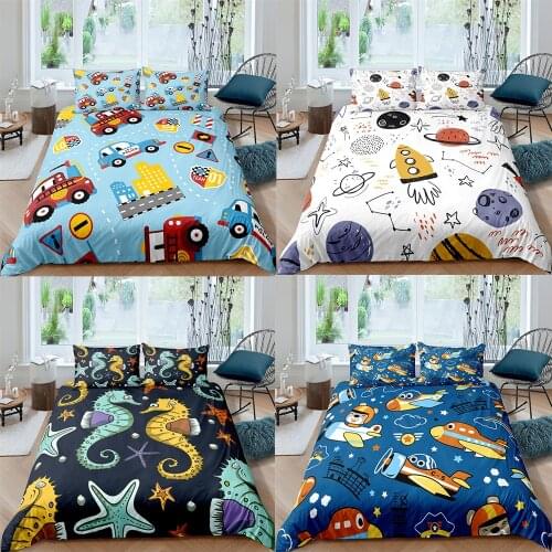 Space Bedding Set Child Twin Beds 2 People Galaxy Quilt Cover Bed Lines Comforter Duvet Cover Bedclothes For 135 Bed Sheet Sets