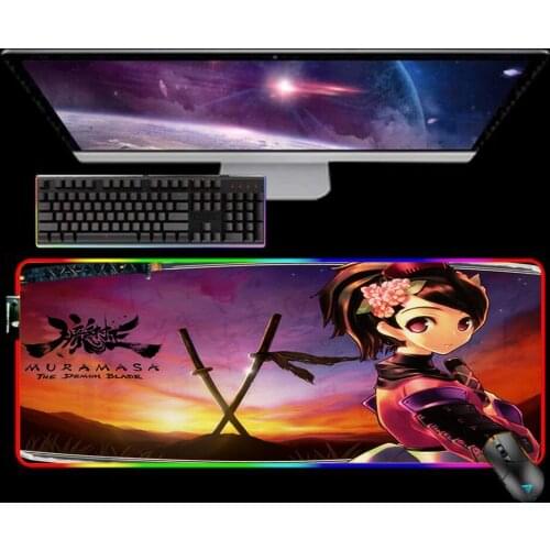 RGB Anime Wii Muramasa The Demon Blade Mouse Pad Mousepad Alfombrilla Raton Mause Pad No-slip with Backlit Tapis De Souris 90X30