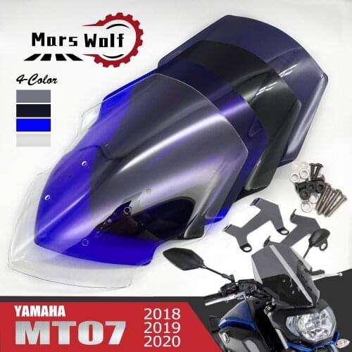 Motorcycle Windshield WindScreen Visor Viser Fit For YAMAHA FZ07 MT07 MT-07 2018 2019 2020 18-20 Double Bubble