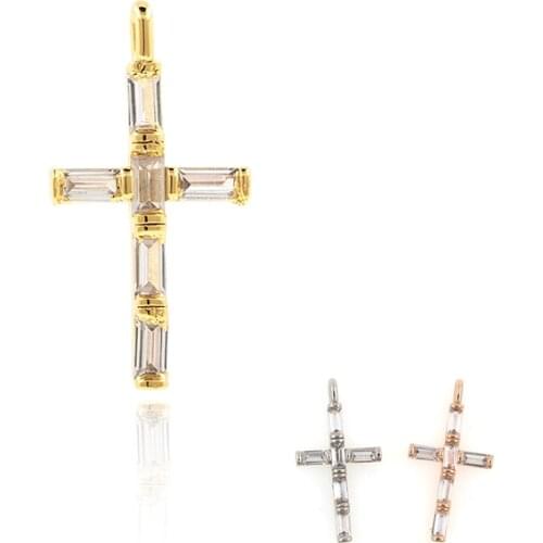 Cross Pendant Exquisite Hot-Selling Brass Zircon Religious Charm DIY Jewelry Bracelet Earring Making Supplies