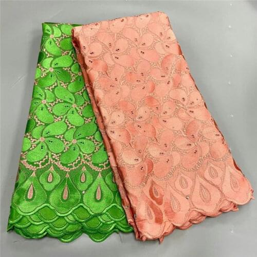 2.5+2.5 yards African Swiss Voile Lace Fabric embroidery lace trim high quality african Dry cotton lace fabric for wedding 12L51