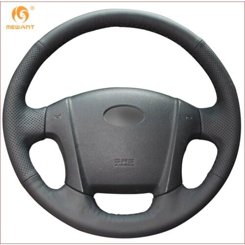 MEWANT Black Genuine Leather Car Steering Wheel Cover for Kia Sportage 2 2005-2010 2009 Sportage Interior Accessories Parts