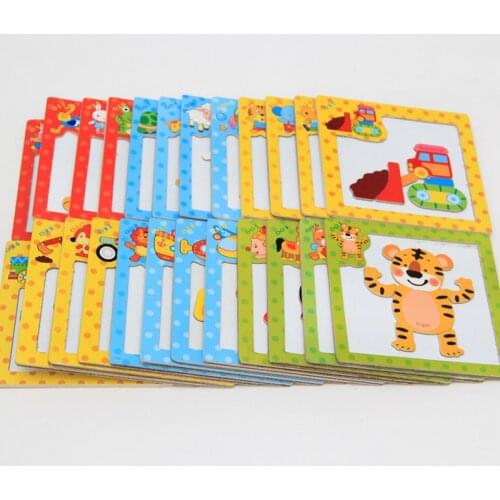 N105 Wooden children cartoon puzzle magnetic small jigsaw puzzle toys children think figure cognitive early education puzzle toy