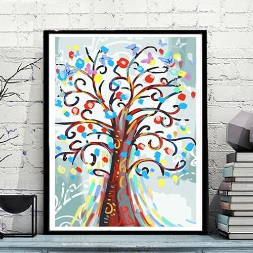 MaHuaf-A1602 colorful tree landscape coloring by numbers abstract Wall Art Picture for Kids Room Decor canvas painting by number