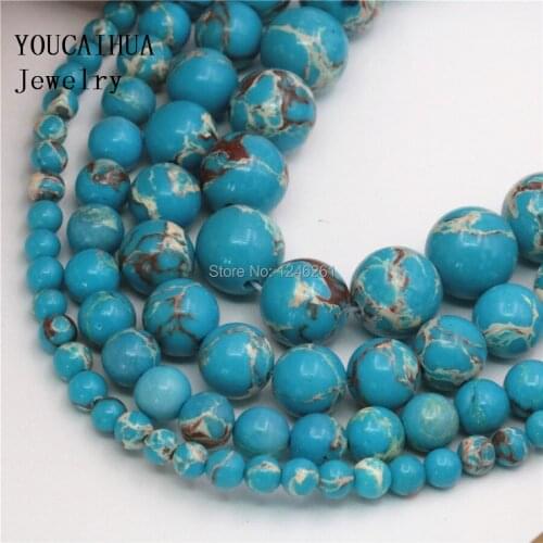 YOUCAIHUA New Arrival Wholesale Blue King Turkey Stone 4/6/8/10mm Beads Jewellery DIY Parts Accessories Manual Women Gift 15inch