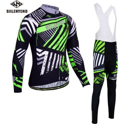 SIILENYOND autumn cycling wear long sleeve shoulder belt set mens sweat wicking mountain bike riding wear