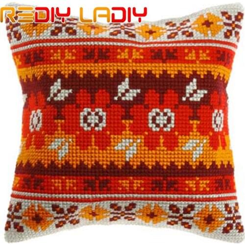 Cross Stitch Cushion Ethical Pattern Make Your Own Pillow Chunky Cross Stitch Kits Pre-Printed Canvas Acrylic Yarn Pillow Case