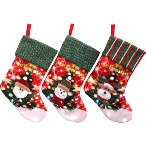 Hanging Stockings Eco-friendly Christmas Tree Pattern 3 Styles Traditional Hanging Christmas Stockings for Home